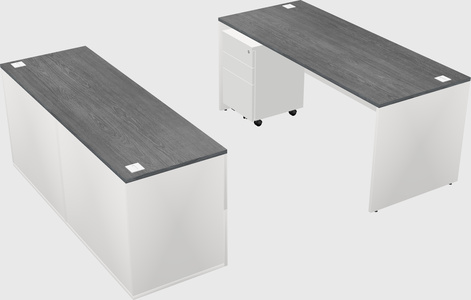Parallel desk with credenza