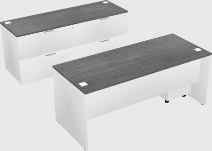 Parallel desk with credenza