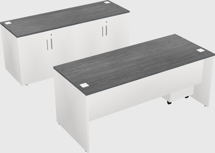 Parallel desk with credenza