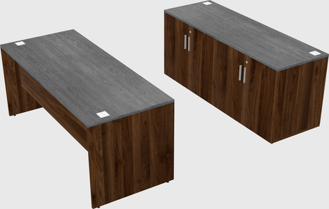 Parallel desk with credenza