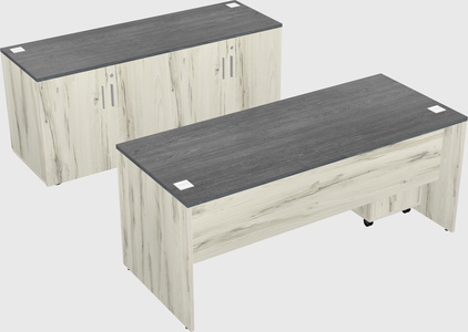 Parallel desk with credenza