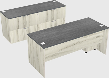 Parallel desk with credenza