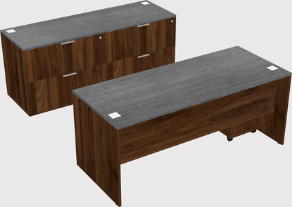 Parallel desk with credenza