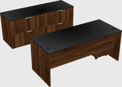 Parallel desk with credenza