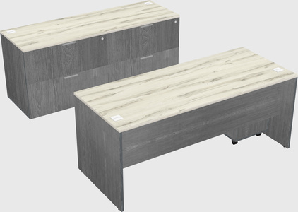 Parallel desk with credenza