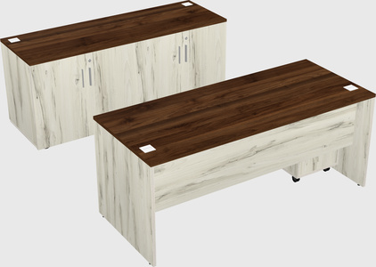 Parallel desk with credenza