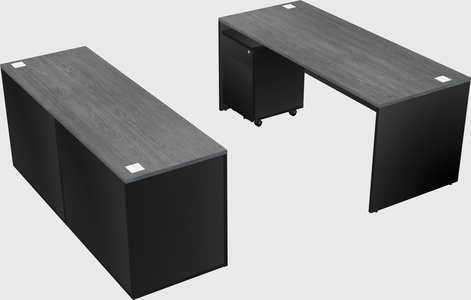 Parallel desk with credenza