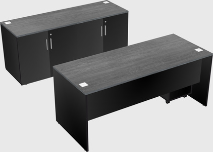 Parallel desk with credenza