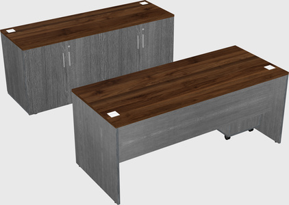 Parallel desk with credenza