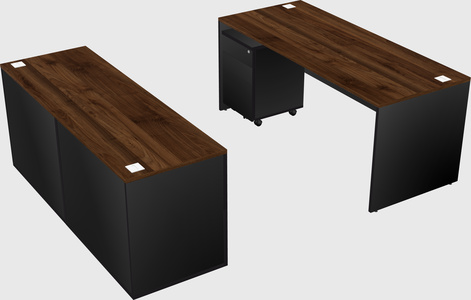 Parallel desk with credenza