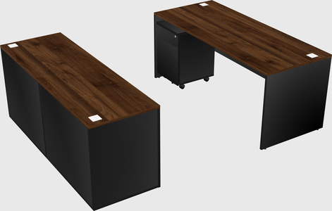 Parallel desk with credenza