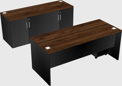Parallel desk with credenza