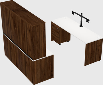 Parallel desk with credenza