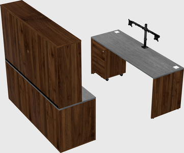 Parallel desk with credenza