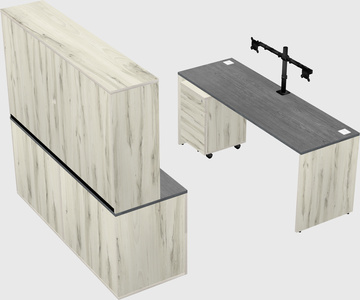 Parallel desk with credenza