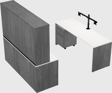 Bureau parallèle avec crédence
