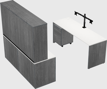 Bureau parallèle avec crédence