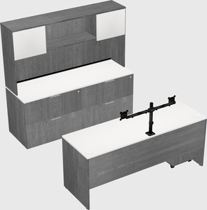 Parallel desk with credenza