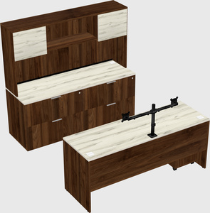 Bureau parallèle avec crédence