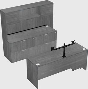 Parallel desk with credenza