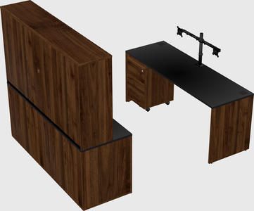 Bureau parallèle avec crédence