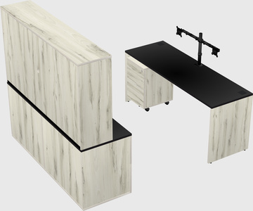 Parallel desk with credenza