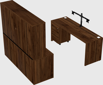 Bureau parallèle avec crédence