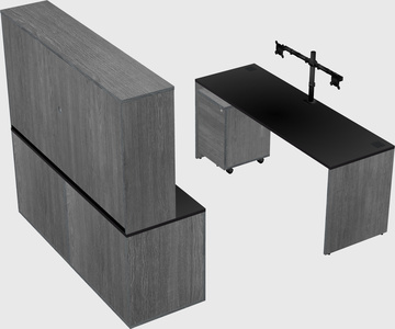 Parallel desk with credenza