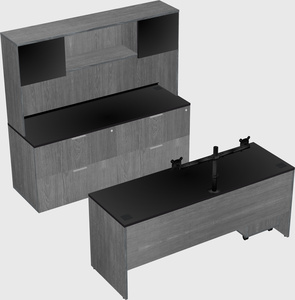 Parallel desk with credenza