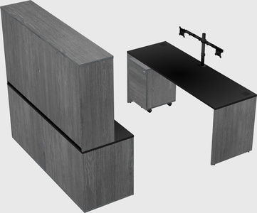 Parallel desk with credenza