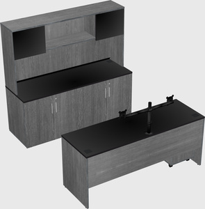Parallel desk with credenza