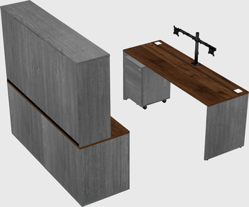 Parallel desk with credenza