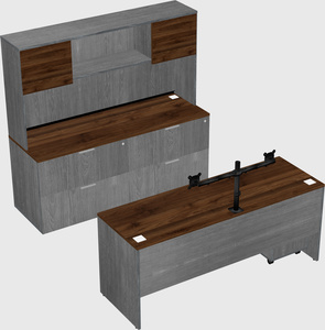 Parallel desk with credenza