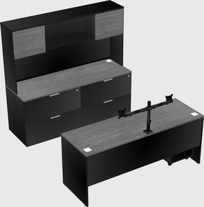 Parallel desk with credenza