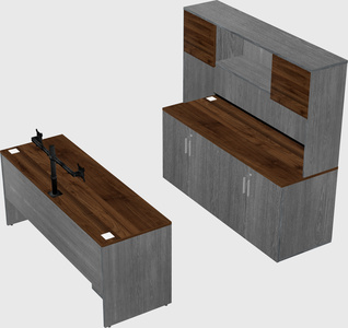 Bureau parallèle avec crédence
