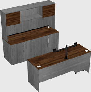Bureau parallèle avec crédence