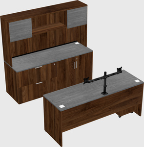 Bureau parallèle avec crédence