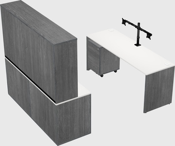 Bureau parallèle avec crédence