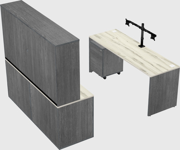 Parallel desk with credenza