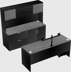 Parallel desk with credenza