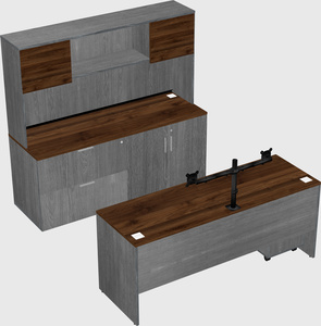 Parallel desk with credenza