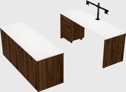 Parallel desk with credenza