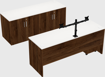 Parallel desk with credenza