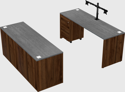 Parallel desk with credenza