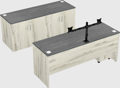 Bureau parallèle avec crédence