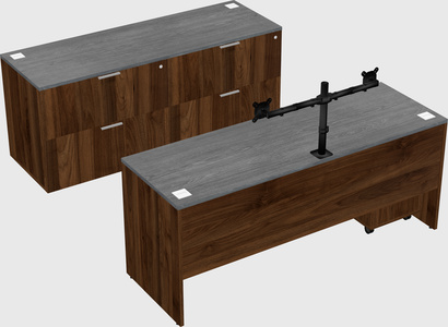 Parallel desk with credenza