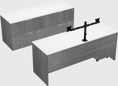 Bureau parallèle avec crédence