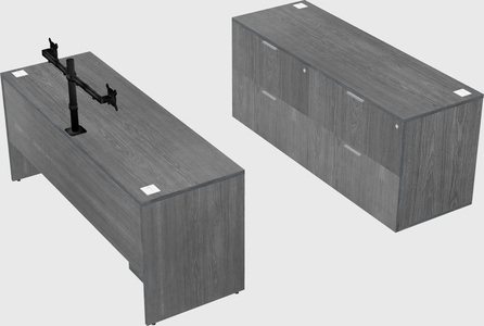 Parallel desk with credenza