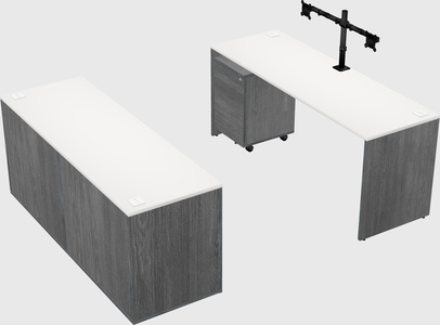 Parallel desk with credenza