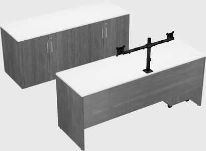 Parallel desk with credenza